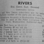Excerpt from 1951 Manitoba Phone Book showing th RIvers exchange