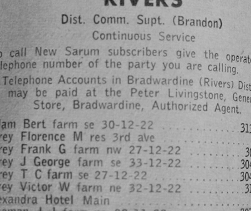 Manitoba Government Telephones Directory 1951 – Rivers, Manitoba Pages