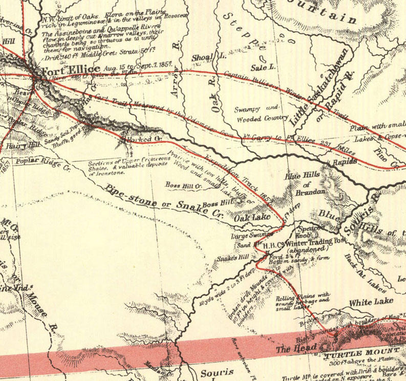 A General Map of the Routes in British North America explored by the Expedition under Captain Palliser, during the Years 1857, 1858, 1859, 1860.