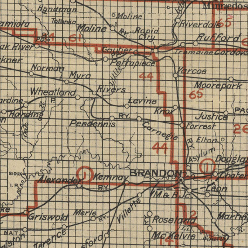 Automobile Road Map of Manitoba, 1924