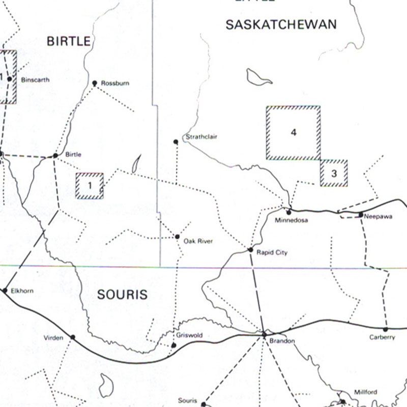 Transport Facilities, Mail Stages, and Group Settlements, SW Manitoba, 1880s